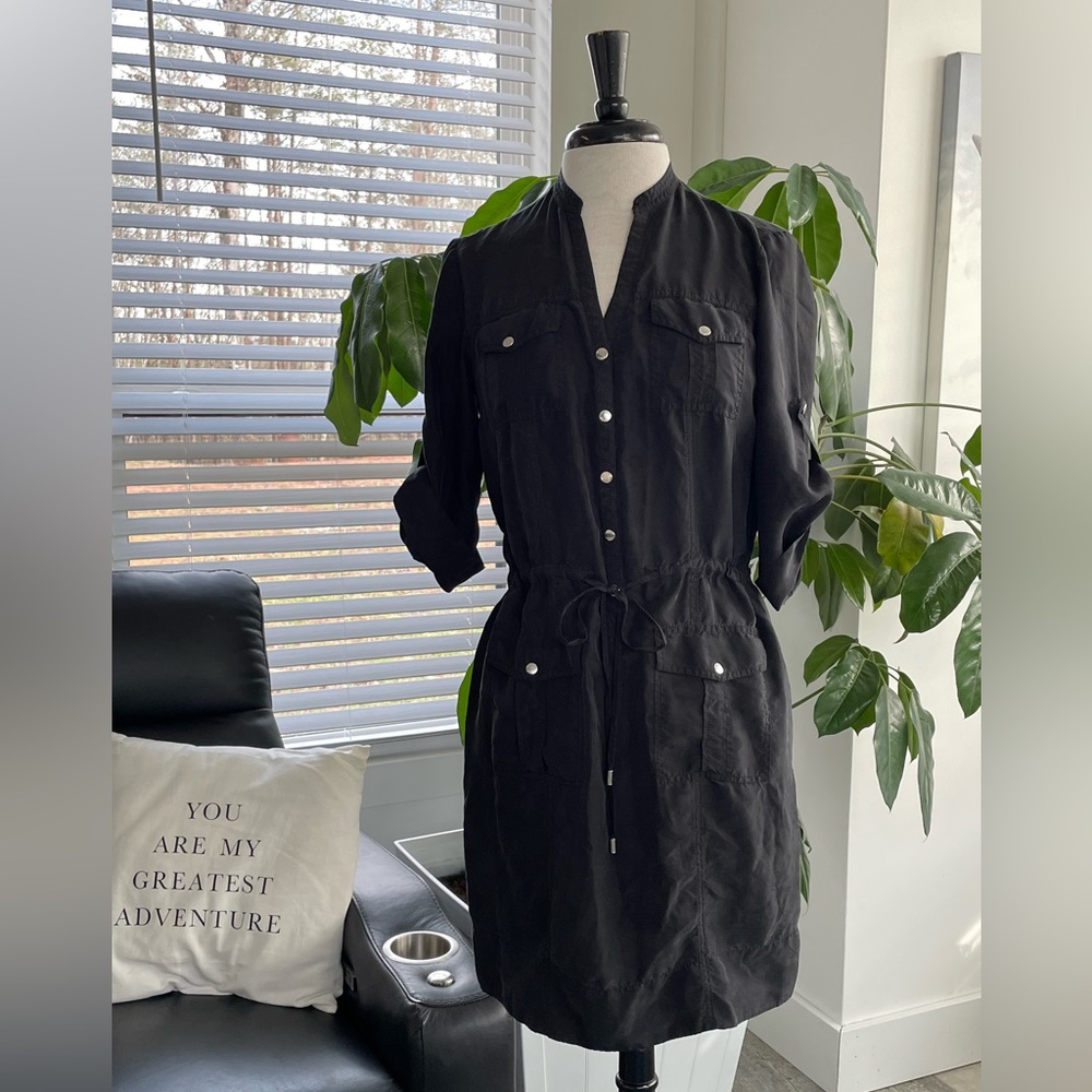 Size S/P silk, Michael Kors, silver snap dress
